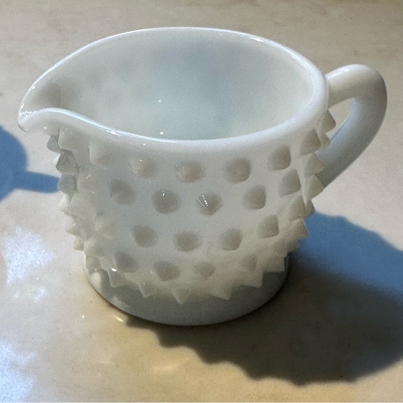 Vintage FENTON Hobnail White Milk Glass Small Cream and Sugar Bowl - Picture 6 of 10